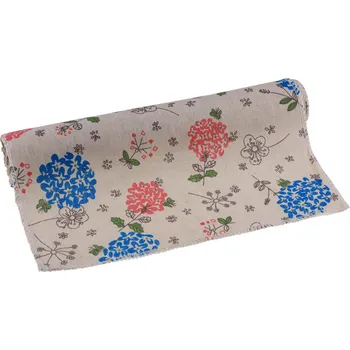 ubrus Látkový běhoun s lučním kvítím 28cm x 3m LN11613 - přírodní