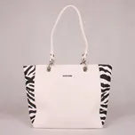 Velká bílá kabelka na rameno David Jones se vzorem zebry CM5752