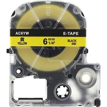 Pásek do tiskárny Epson LK-SC6YW, 6mm x 9m, černý tisk / žlutý podklad, kompatibilní páska