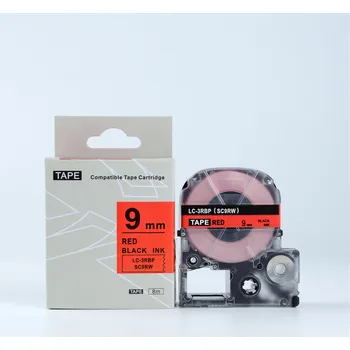 Pásek do tiskárny Epson LTS9RW, 9mm x 5m, červený tisk / bílý podklad, kompatibilní páska