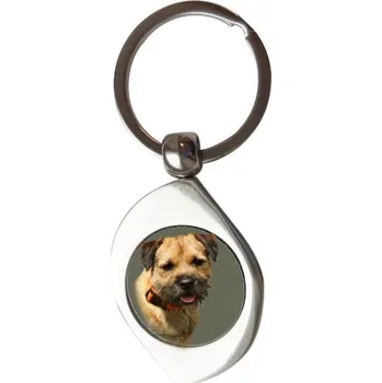 Přívěsek na klíče kolečko s potiskem Border teriér