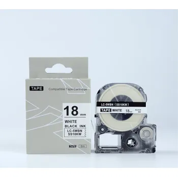 Pásek do tiskárny Epson HTS18KW, 18mm x 8m, černý tisk / bílý podklad, kompatibilní páska