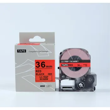 Pásek do tiskárny Epson LTS36RW, 36mm x 5m, červený tisk / bílý podklad, kompatibilní páska