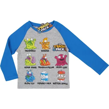 Chlapecké tričko Trash Pack chlapecké šedé tričko s modrými rukávy Velikost: 98