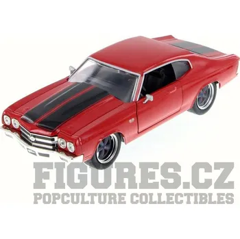 autíčko Fast & Furious - Diecast Model 1/24 1970 Doms Chevrolet Chevelle red with black stripes
