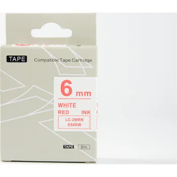 Pásek do tiskárny Epson LK-SS6RW, 6mm x 9m, červený tisk / bílý podklad, kompatibilní páska