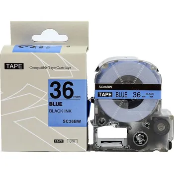 Pásek do tiskárny Epson LK-SC36BW, 36mm x 9m, černý tisk / modrý podklad, kompatibilní páska
