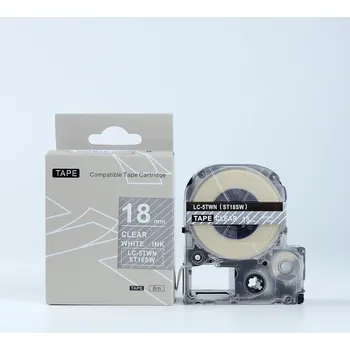 Pásek do tiskárny Epson LK-ST18SW, 18mm x 9m, bílý tisk / průhledný podklad, kompatibilní páska