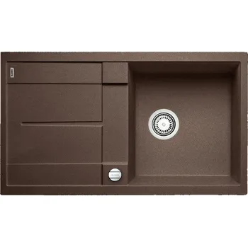 Kuchyňský dřez Granitový dřez Blanco METRA 5 S Káva 515041 + Sanitární silikon + Designové masivní dřevěné krájecí prkénko z akácie