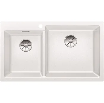 Granitový dřez Granitový dřez Blanco PLEON 9 Bílá 523061 + Sanitární silikon + Designové masivní dřevěné krájecí prkénko z akácie