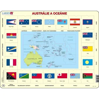Puzzle Larsen Austrálie a Oceánie mapa a vlajky 35 dílků