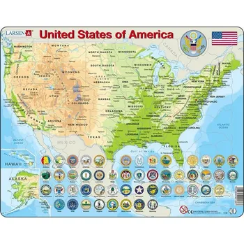 Puzzle Larsen Geografická mapa USA 90 dílků