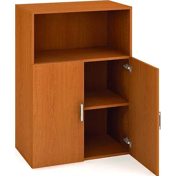 Policová skříň Hobis Skříň D 3 80 02 Barva dveří: buk, Barva korpusu: bílá, Úchytky: USN