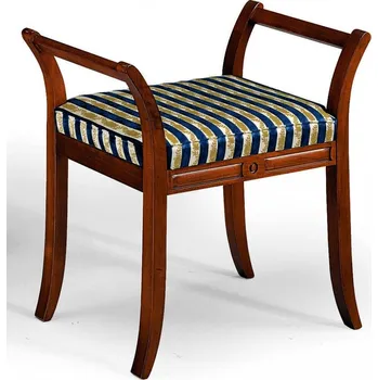 Zahradní lavice Masivní lavička polstrovaná baroko modrý pruh 65x42x64