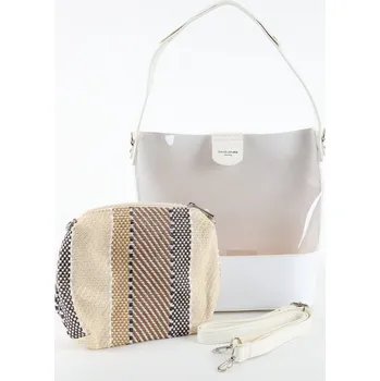 Bílá průhledná kabelka na rameno+kabelka etue David Jones 6268-1