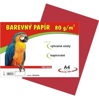 Barevný papír Barevný papír A4, červená, 100 listů