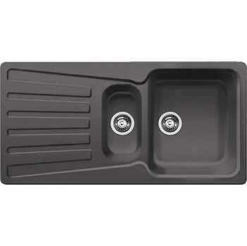 Granitový dřez Granitový dřez Blanco NOVA 6 S Šedá skála 518900 + Sanitární silikon + Designové masivní dřevěné krájecí prkénko z akácie