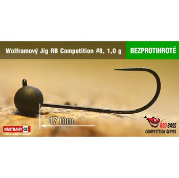 Rybářský háček Bezprotihrotý wolframový Jig RB Competition #8 - 18 mm - #8 - 1,0 g, Black, 5 ks