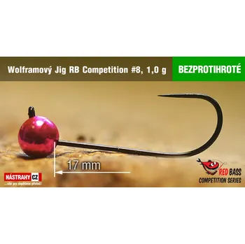 Rybářský háček Bezprotihrotý wolframový Jig RB Competition #8 - 18 mm - #8 - 1,0 g, M-Pink, 5 ks