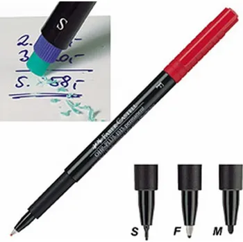 Popisovač, Faber, 1525, permanent, s pryží, 1 mm, modrý