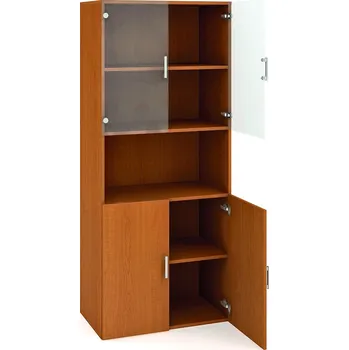 Policová skříň Hobis Skříň D 5 80 07 Barva dveří: olše, Barva korpusu: bílá, Úchytky: USH