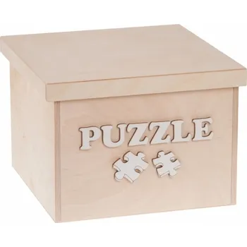 úložný prostor na hračky FK Dřevěný box na hračky - Puzzle 20x20x15 cm, Přírodní