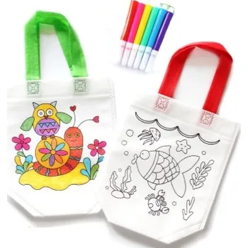 Dětské razítko Vybarvovací látkové tašky 5 ks + fixy