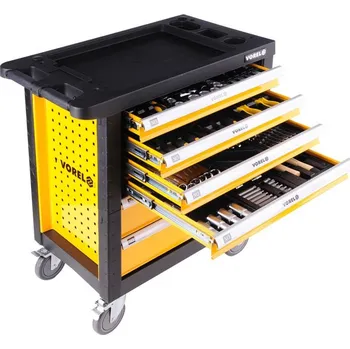Pojízdná bytelná skříňka na nářadí do dílny / garáže, včetně 177 ks nářadí, 6 zásuvek, 770x458x901 mm