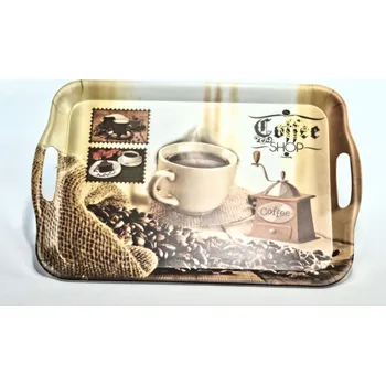 Queen Isabell Collection Plastový tác COFFEE ucha - 35,7*25,5 cm