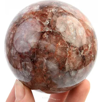 Křišťál s hematitem koule leštěná 613g