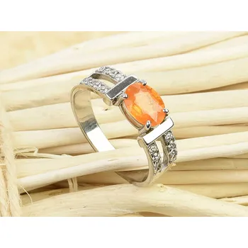 Prsten Prsten granát spessartin a zirkony Ag 925/1000 (3,8g) vel.57