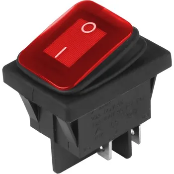 Vypínač 12V/24V, AC 125V-250V s podsvícením Barva: červená