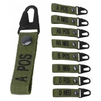 Nášivka NO NAME ID. Krevní skupiny s karabinou B NEG Zelená