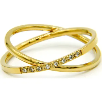 Prsten BRUNOshop.cz Dvojitý prsten GOLD s kamínky Velikost: 8 (EU: 56,5 - 58,5)