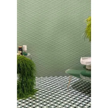 Obklad Springpaper 3D-01 Green - obkládačka rektifikovaná 25x75 zelená CSASP3DG01