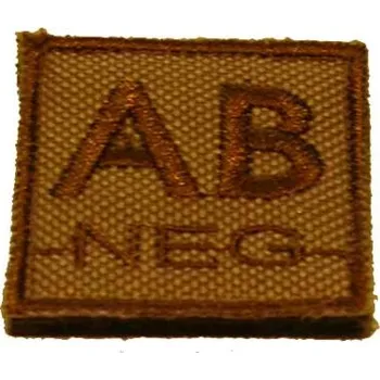 Nášivka NO NAME ID. Krevní skupiny na suchý zip AB-NEG - písková