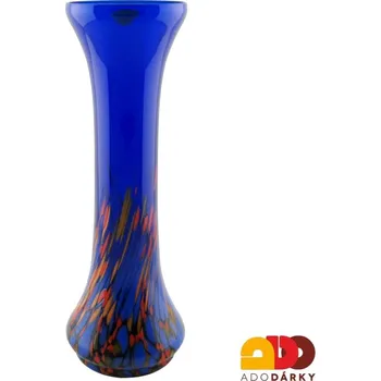 Váza Váza modrá vysoká 26 cm (Skleněná váza kropenatá)
