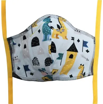 rouška Breberky Rouška pro děti (7-12 let) Šedá, Rytíř (žlutá gumička)