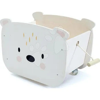 Dřevěná hračka Dřevěný vozík na tahání Pull Along Bear Cart Tender Leaf Toys na 4 kolečkách ve tvaru medvěda