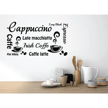 Káva Samolepky na zeď - Nápis - Káva a kafe - S (45 x 25 cm)