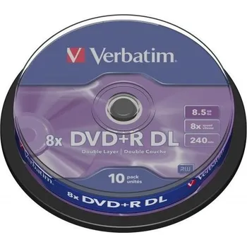 Optické médium Verbatim DVD+R DL 8,5GB 8x, cakebox, 10ks (43666)