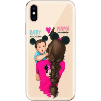 Pouzdro na mobilní telefon Odolné silikonové pouzdro iSaprio - Mama Mouse Brunette and Boy - iPhone XS