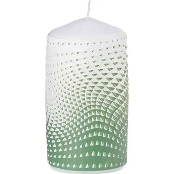 Svíčka Válec 60x110mm Op art 3D geometrie, zelená svíčka 250 gram