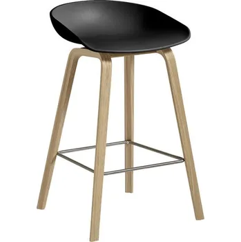 Barová židle HAY Barová stolička AAS 32 Low Lacquered Oak Veneer, chrome/black