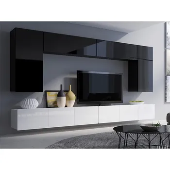 Obývací stěna GAB Obývací stěna LORONA 13, Bílá/Černá 300 cm