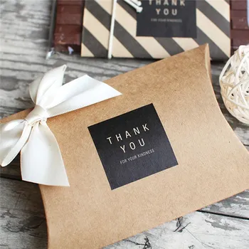 Speciální papír dárková etiketa THANK YOU černá hranatá 12ks