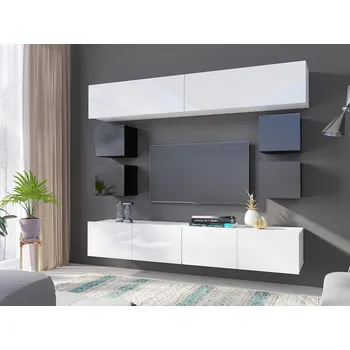 Obývací stěna GAB Obývací stěna LORONA 16, Bílá/Černá 210 cm