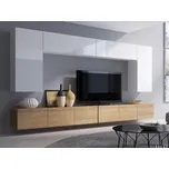 GAB Obývací stěna - LORONA 13, Bílá/Zlatý dub 300 cm