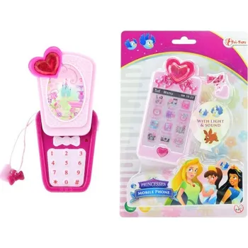 Hračka pro nejmenší Mobilní telefon Disney princezny svítící zvukový plastový na baterie 12cm