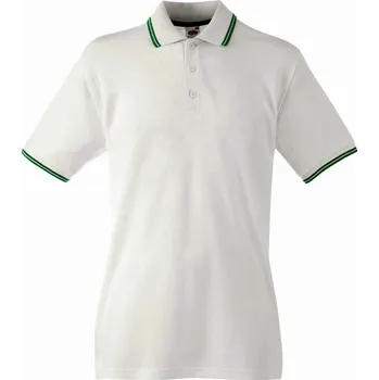 Pánské tričko Fruit Of The Loom Premium Tipped Polo White/Kelly Green